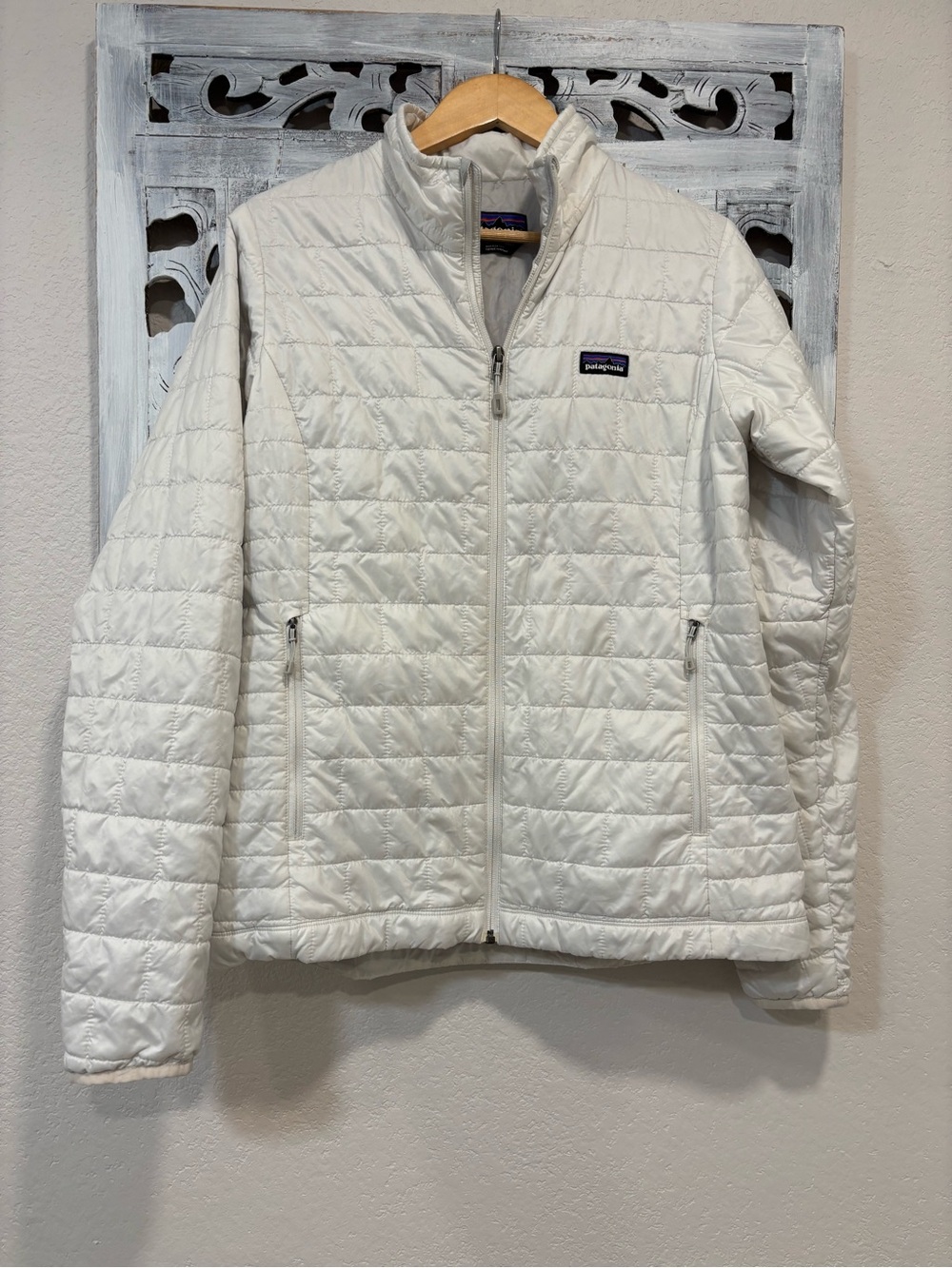 Patagonia Nano Puff White Birch Quilted Insulated Jacket Size L